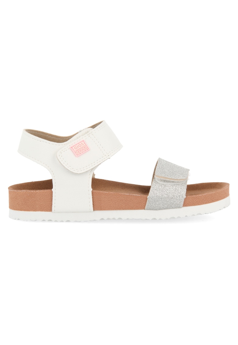 Sandale de piele ecologica cu velcro - Argintiu