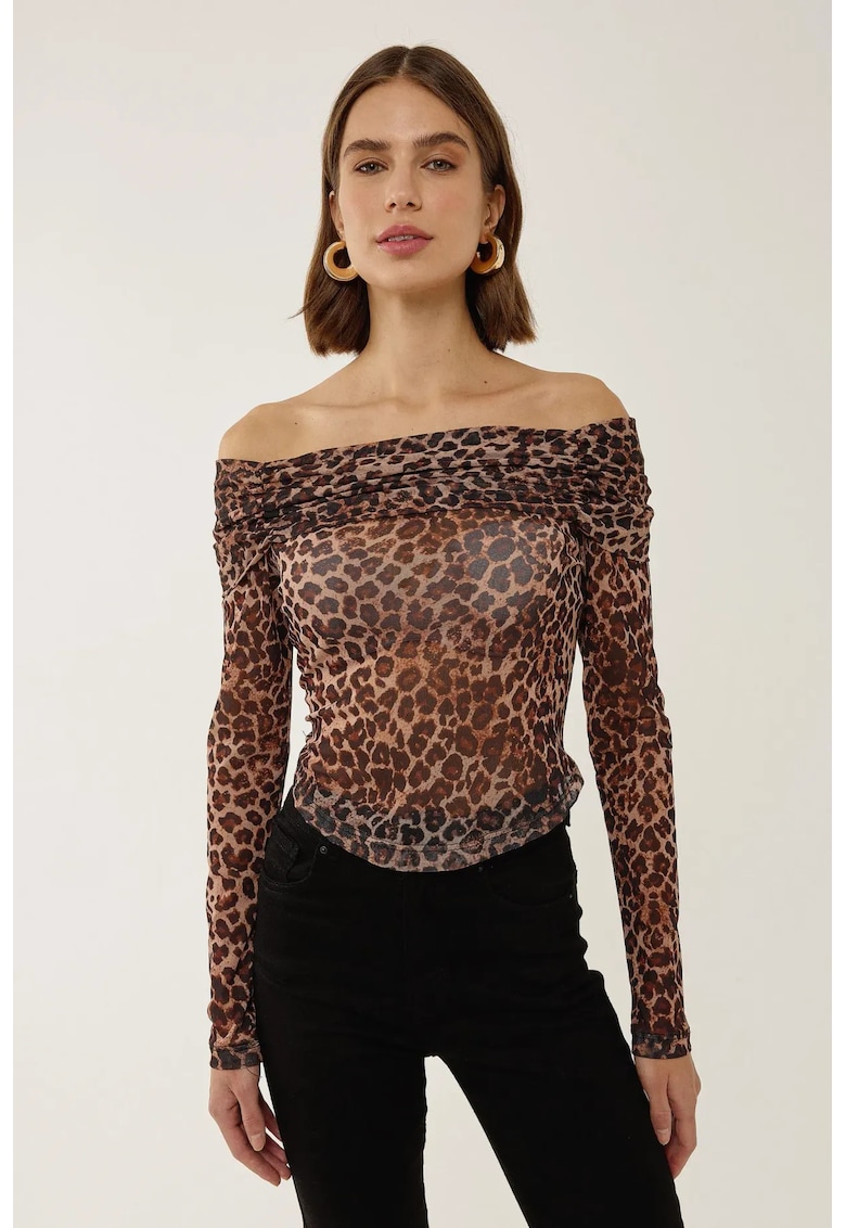 Top  -  transparent cu umerii goi - multicolor - jerseu