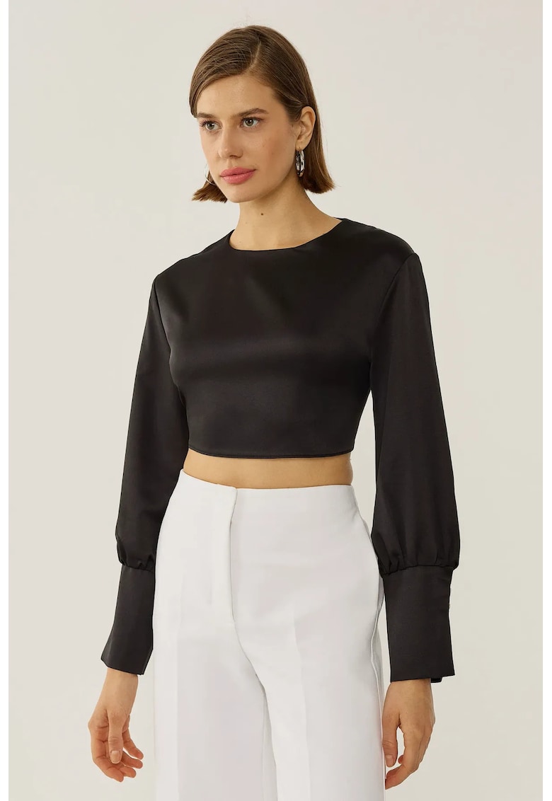 Bluza dama -  spate decupat - poliester - negru