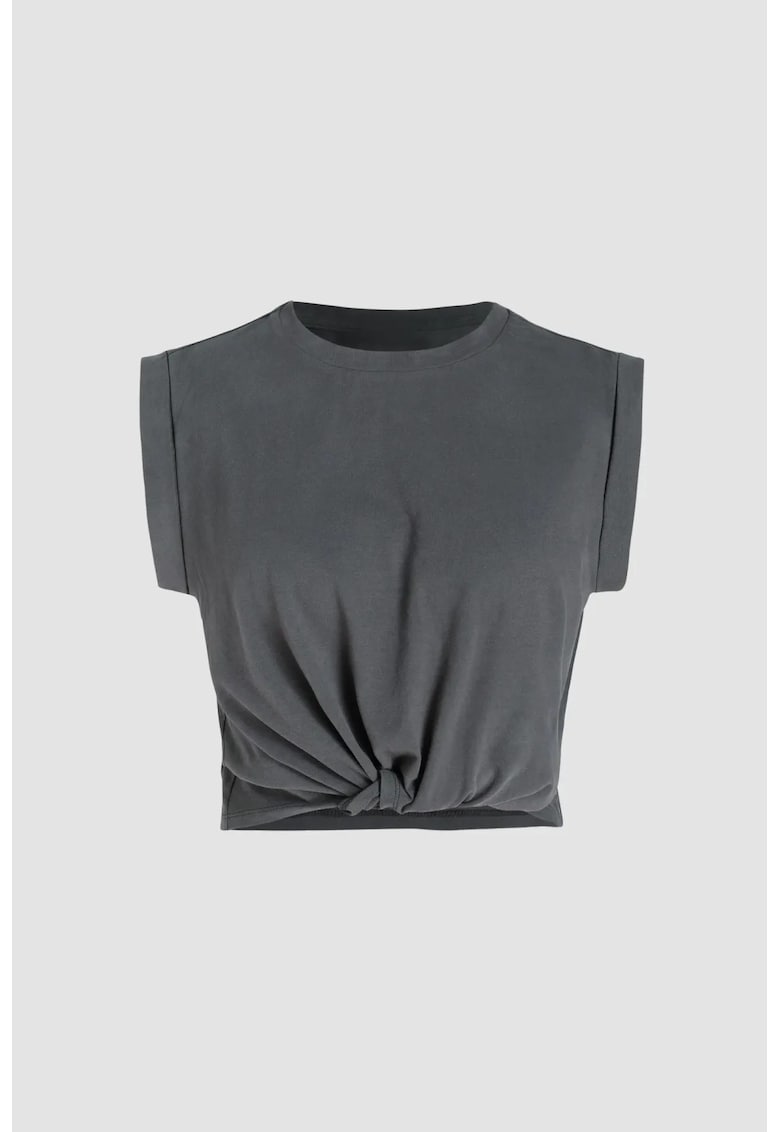 Tricou dama  decolteu rotund - bumbac - gri