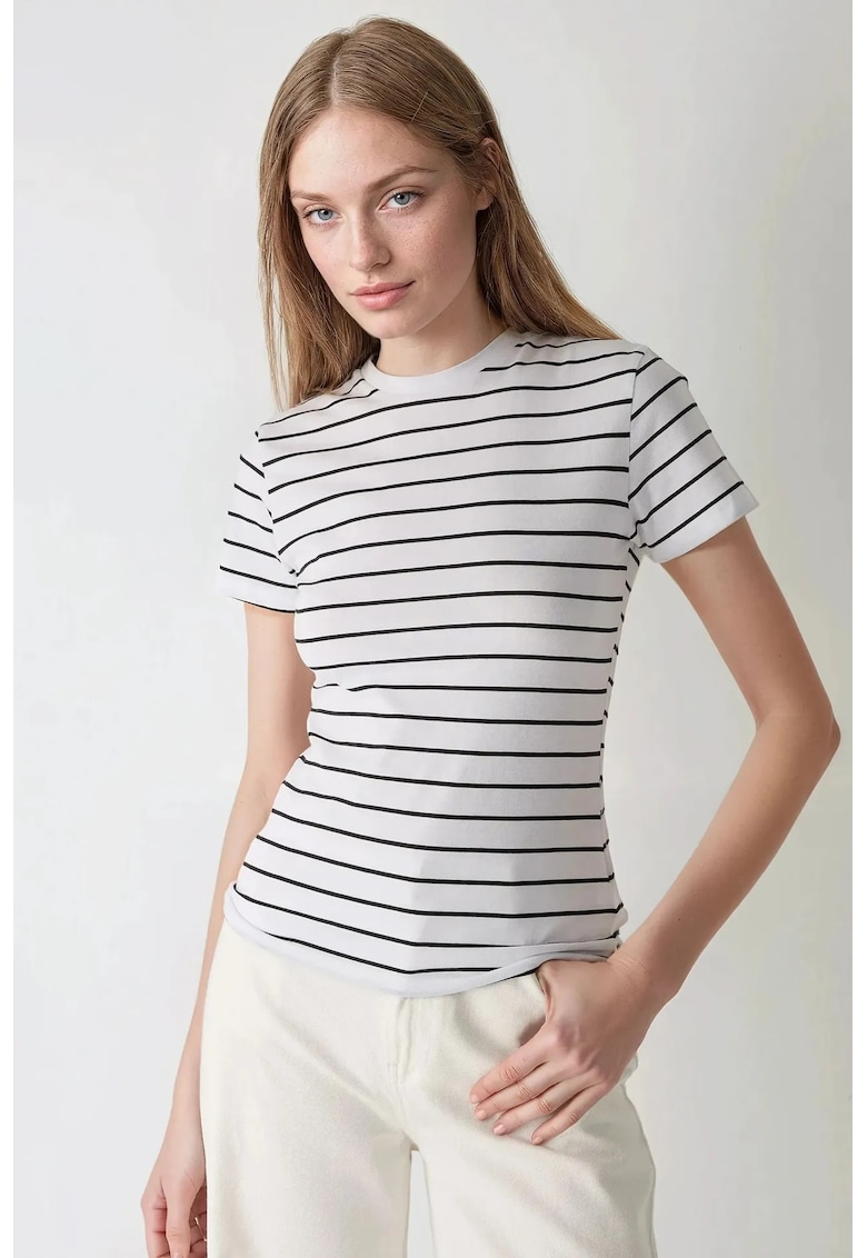 Tricou dama -  jerseu - cu dungi - Multicolor