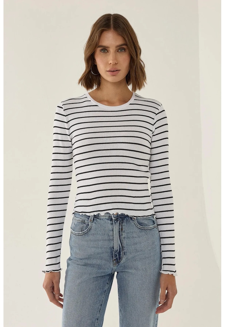 Bluza dama -  Top Slim Fit - Alb - Bumbac