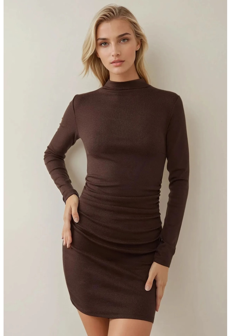 Rochie mini -  mulata - culoare maro - bumbac