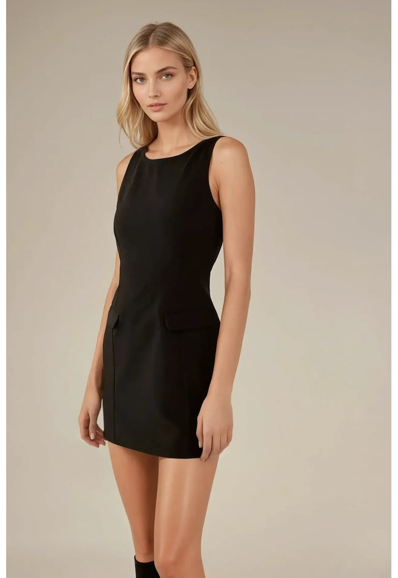 Rochie mini -  voluminoasa - neagra - textil