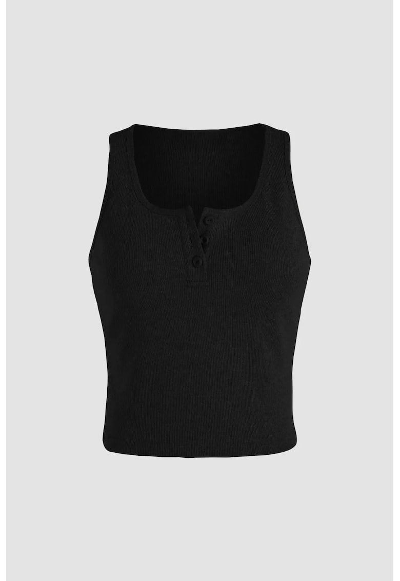 Top scurt -  cu nasturi - negru - jerseu poliester