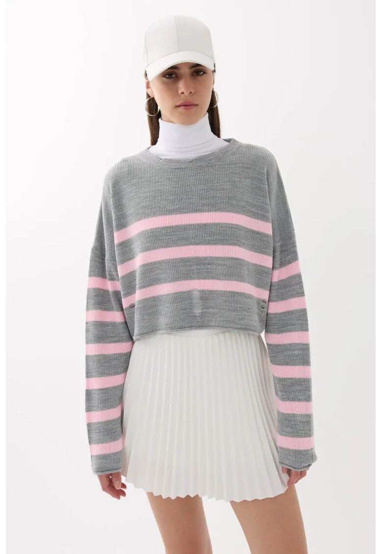 Pulovere dama -  pulover cu guler rotund - tricot