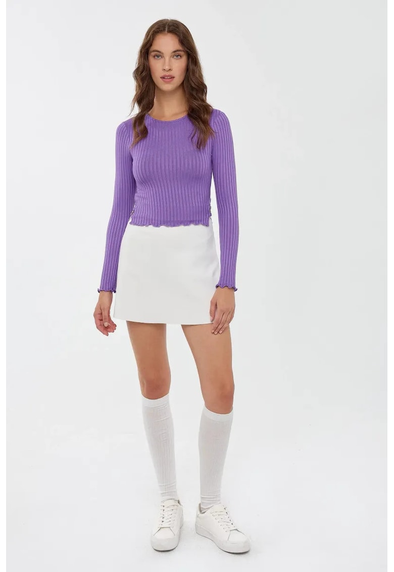Pulover dama -  bluza tricotata - guler rotund - slim fit - violet - jerseu
