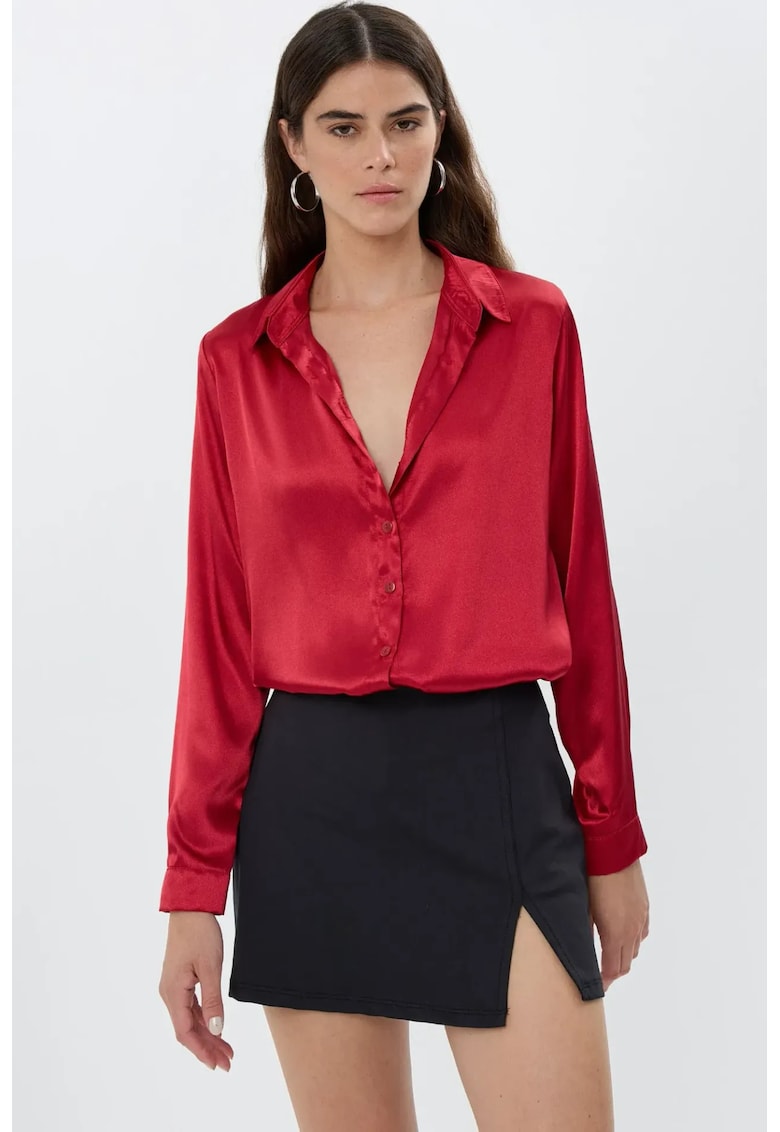 Camasa clasica dama -  satin - rosu