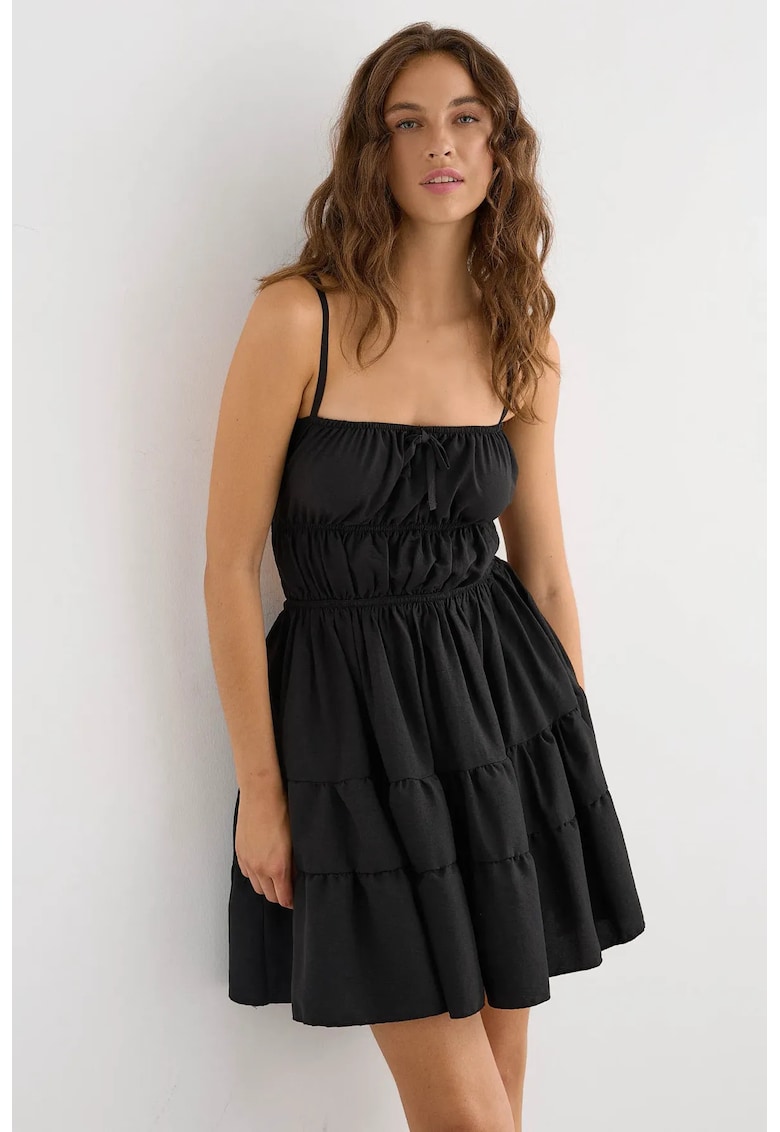 Rochie mini -  Bumbac - Negru