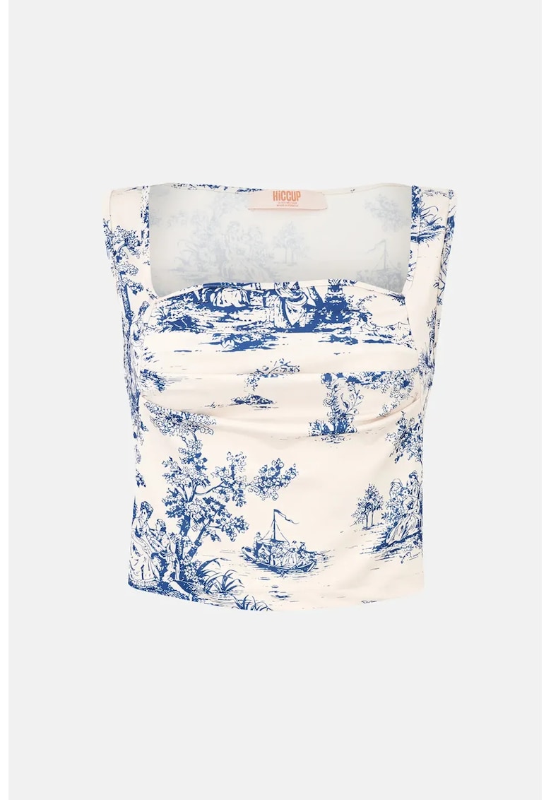 Bluza fara maneci -  imprimeu - albastru - poliester