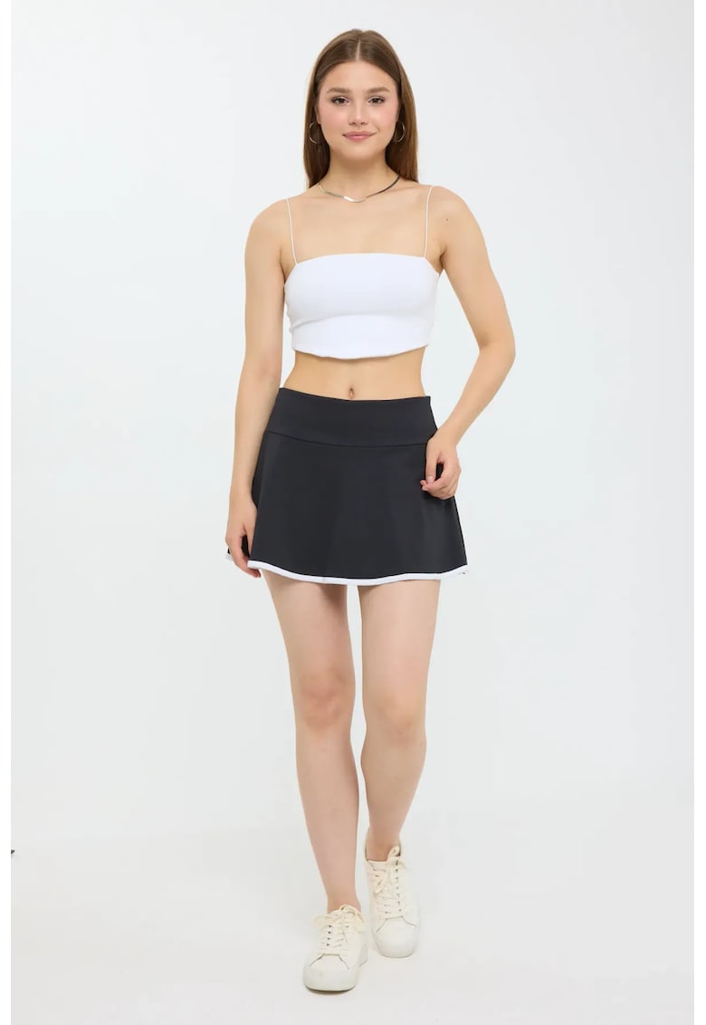 Oferte la Fusta -  tesuta - talie medie - elastic - neagra - textil
