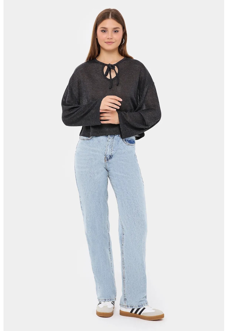 Bluza dama -  tricotata - croiala lejera - gri - poliester