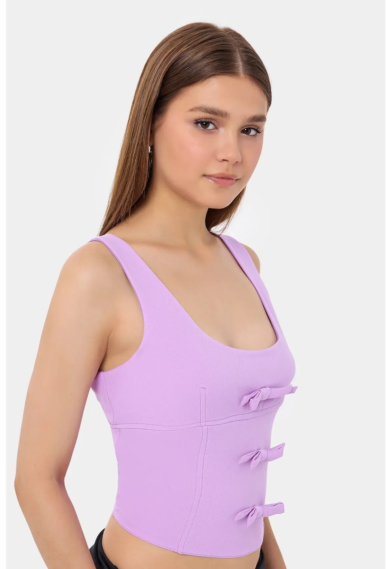 Top bodycon -  fara maneci - violet - textil