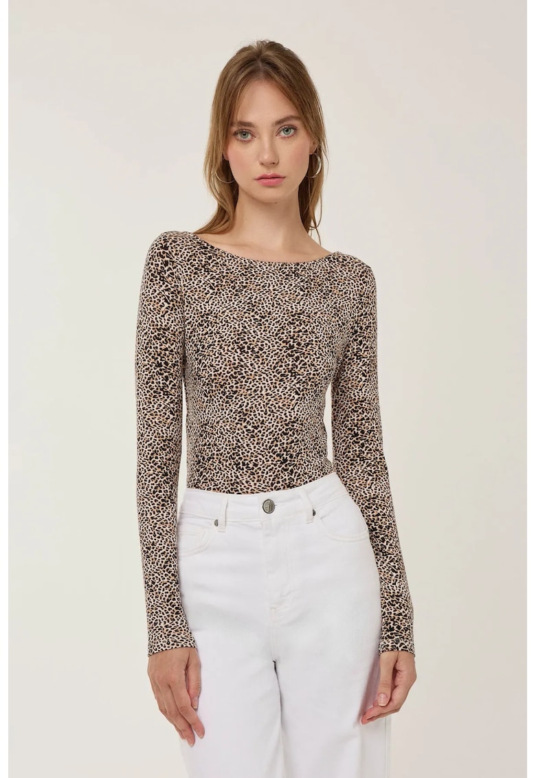 Top dama -  slim fit - imprimeu animal - multicolor - jerseu viscoza