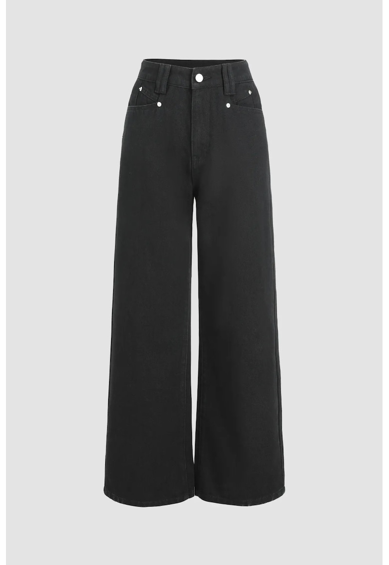Blugi dama  talie inalta - croiala larga - negru - denim