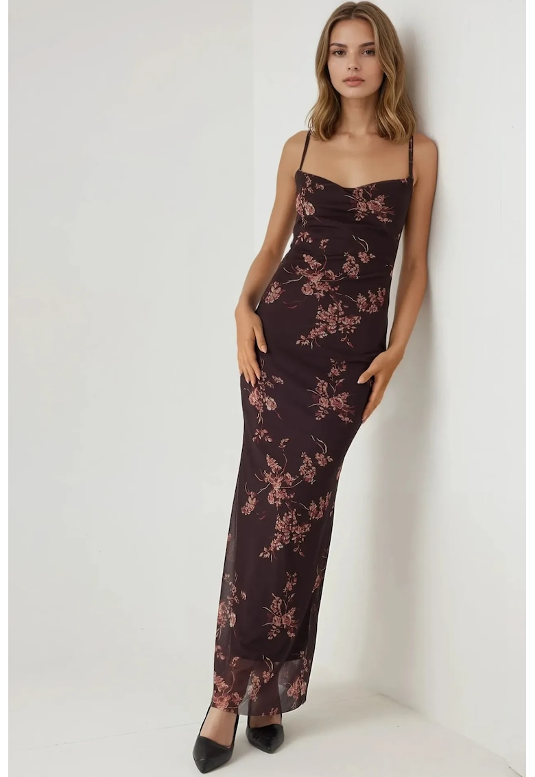 Rochie maxi -  mulata - maro - jerseu
