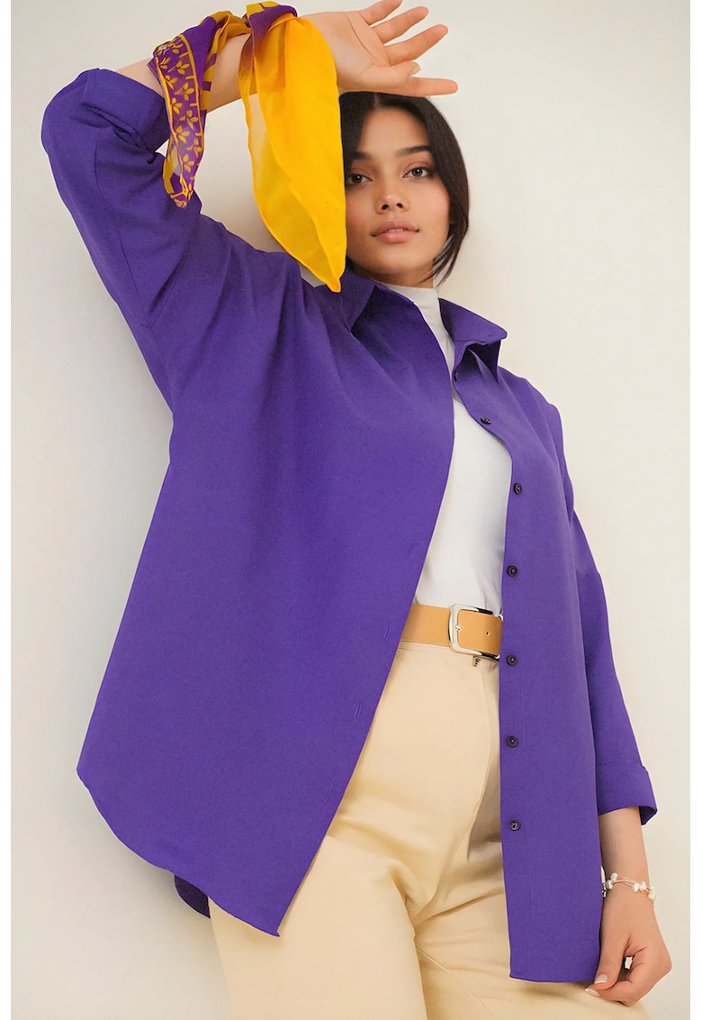 Camasa dama BigDart - poplin - croiala lejera - bumbac si poliester - Ametist violet -