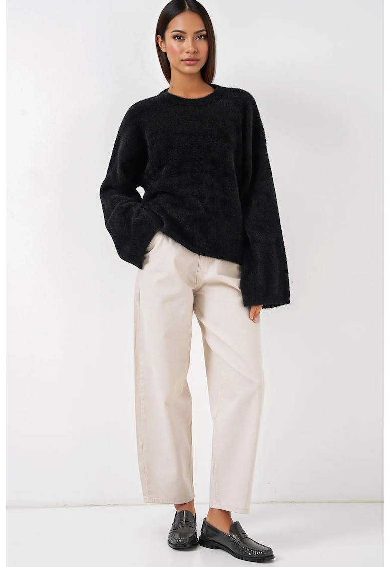 Pulover dama - BigDart - Relaxed Fit - tricotaj acrilic - Negru -