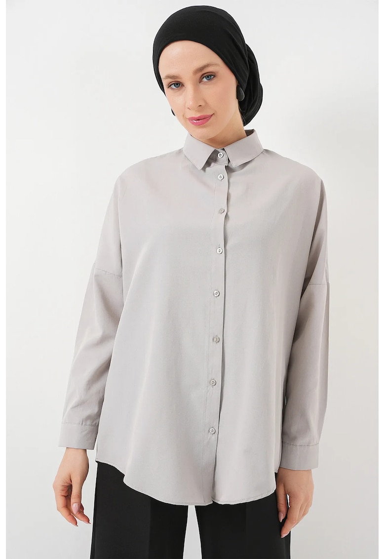 Camasa HiCCUP poplin - croiala lejera - gri deschis - poliester - Gri deschis