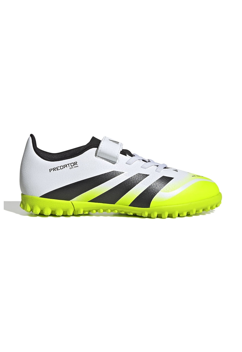 Pantofi pentru fotbal cu velcro Predator Club - Negru stins/Verde electric/Alb optic
