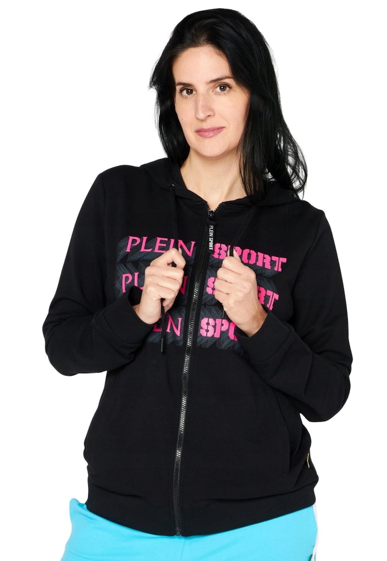 Hanorac cu gluga  bumbac/elastan - negru -