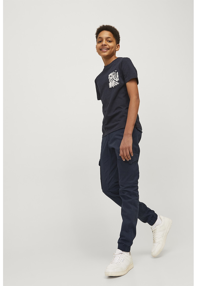 Pantaloni cargo din amestec de bumbac organic - Bleumarin
