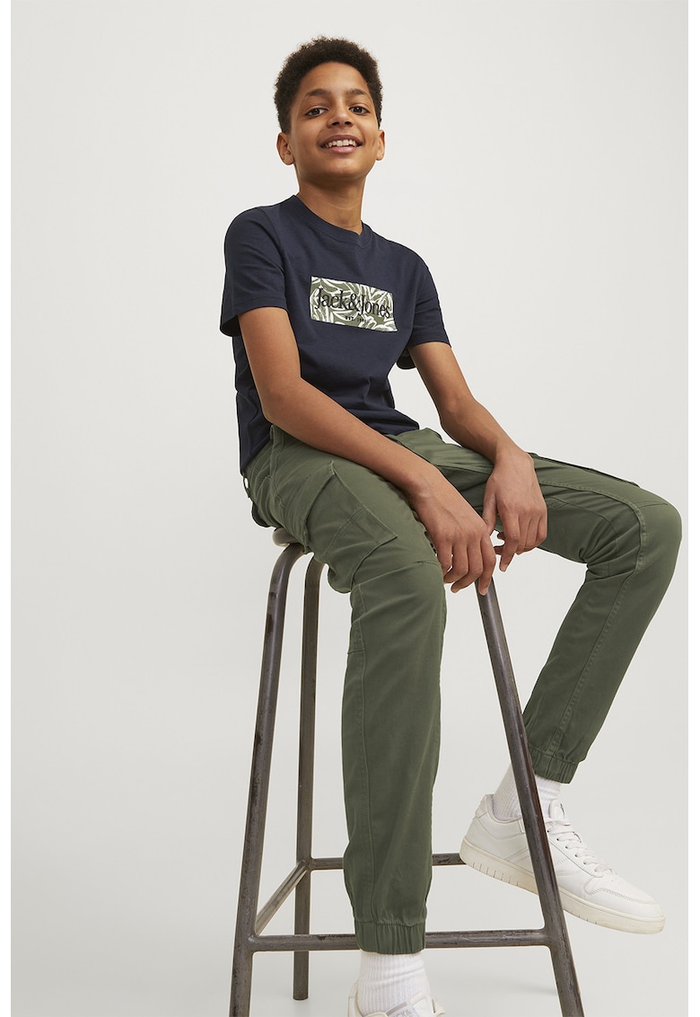 Pantaloni cargo din amestec de bumbac organic - Kaki
