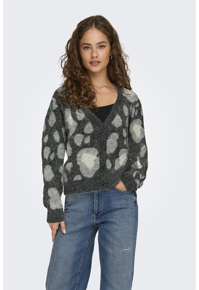 Cardigan cu animal print - Verde padure