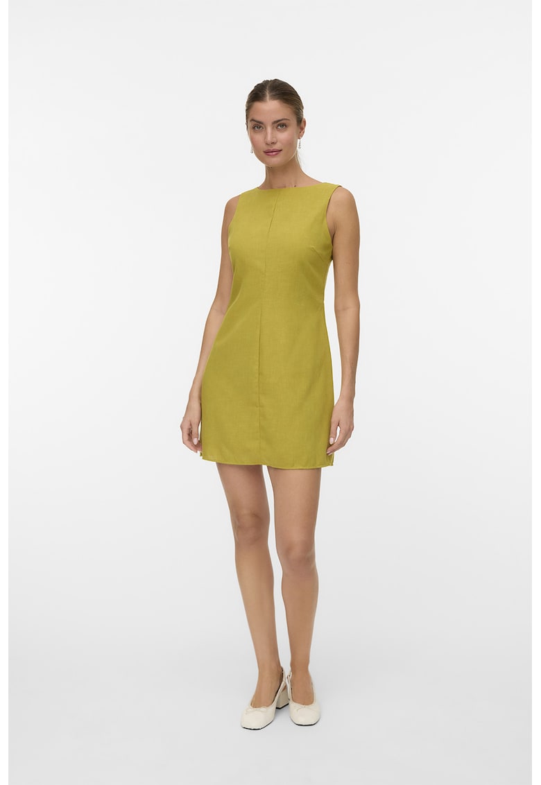 Rochie mini fara maneci cu decupaj pe partea din fata - Verde masliniu