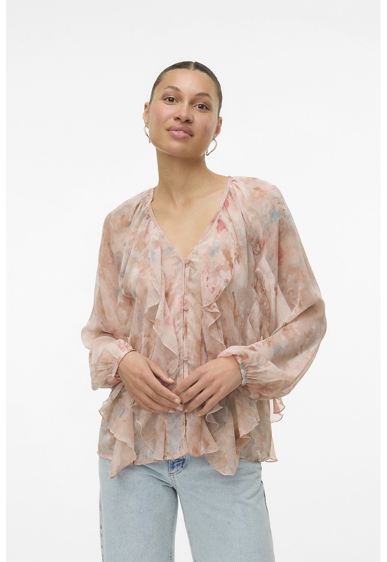 Oferte la Bluza semitransparenta cu volane - Piersica