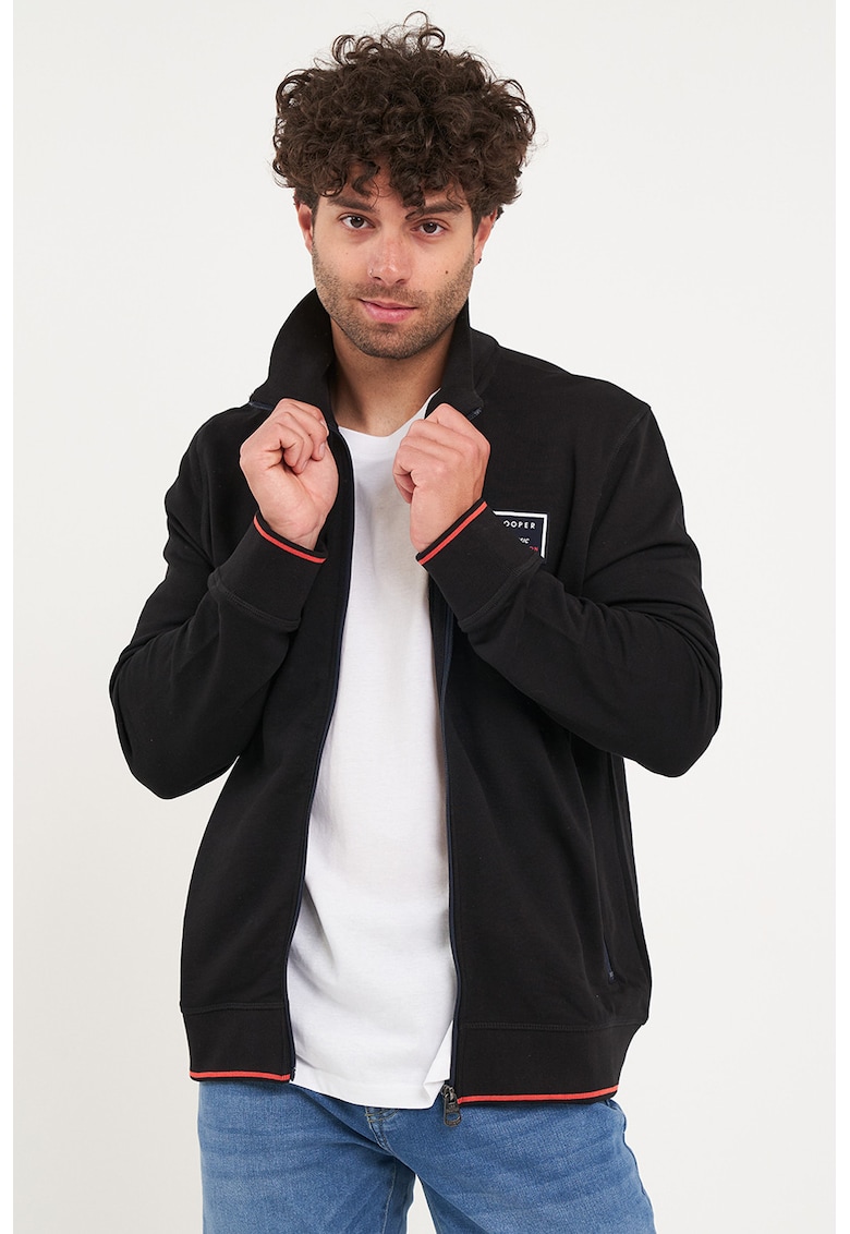 Bluza de trening cu fermoar si logo - Alb/Negru