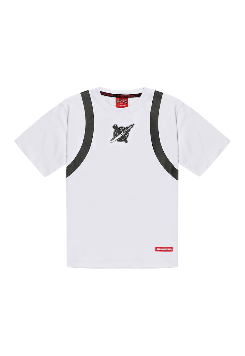 Tricou cu aplicatie din plus Alien - Negru/Alb optic/Verde deschis