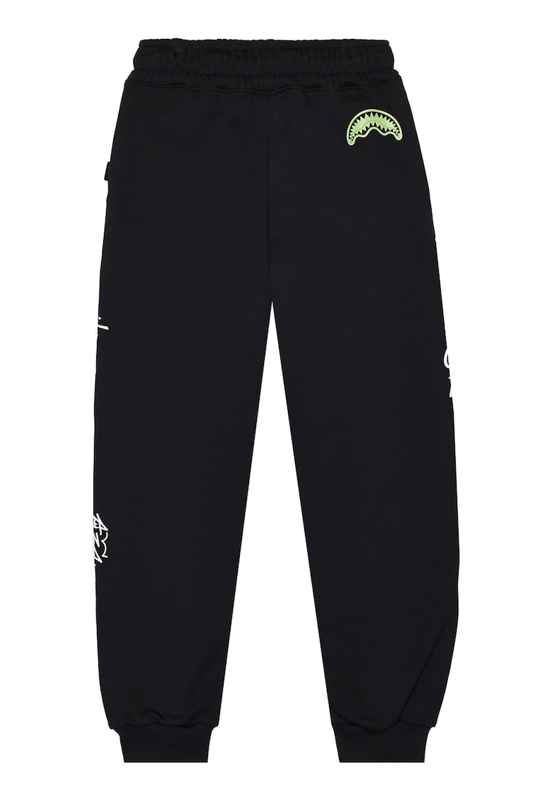 Pantaloni de trening din bumbac Glow In The Dark - Negru/Alb optic/Verde fistic