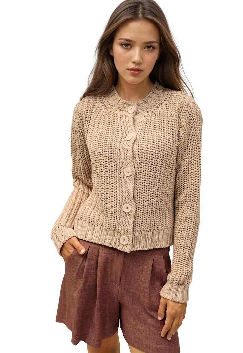 Cardigan dama -  Tricot - natural -