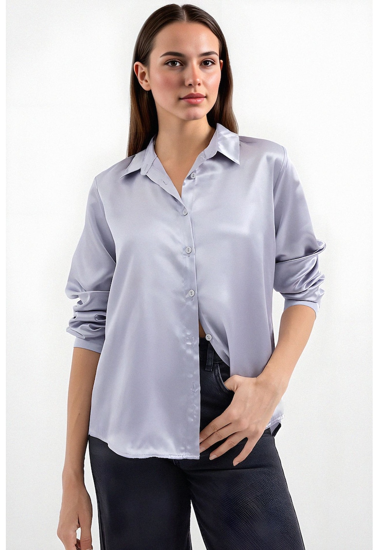 Camasa dama - HiCCUP - camasa cu maneca lunga - satin - violet deschis