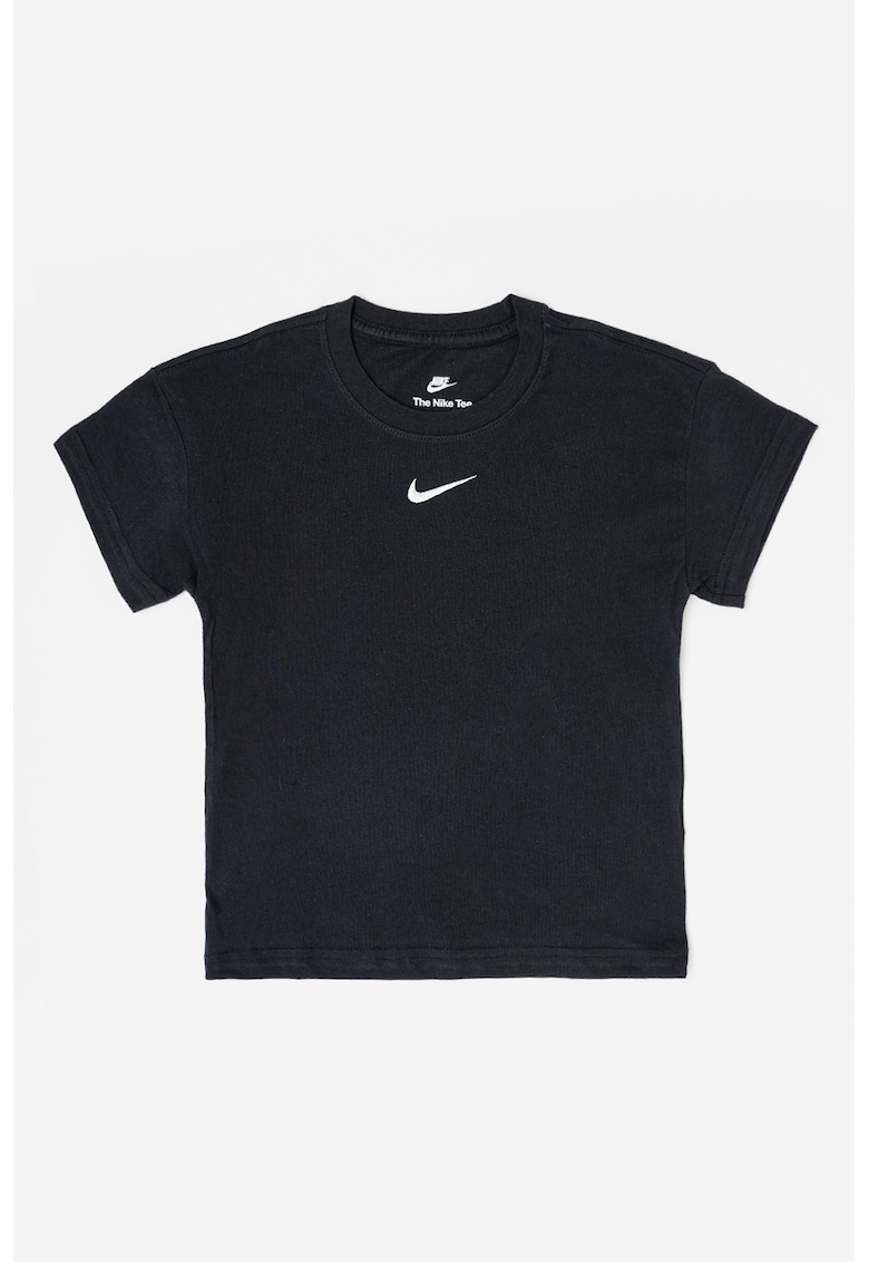 Tricou din bumbac cu detaliu logo - Alb/Negru