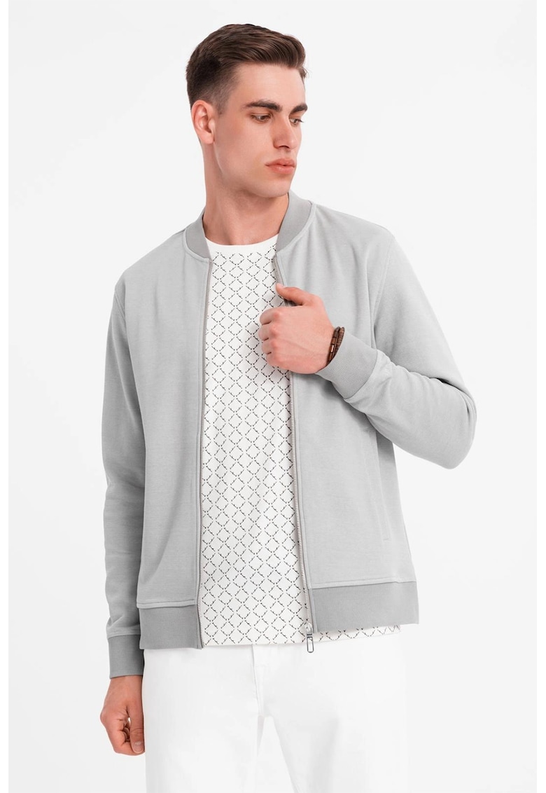 Bluza de trening cu fermoar - Gri cenusiu