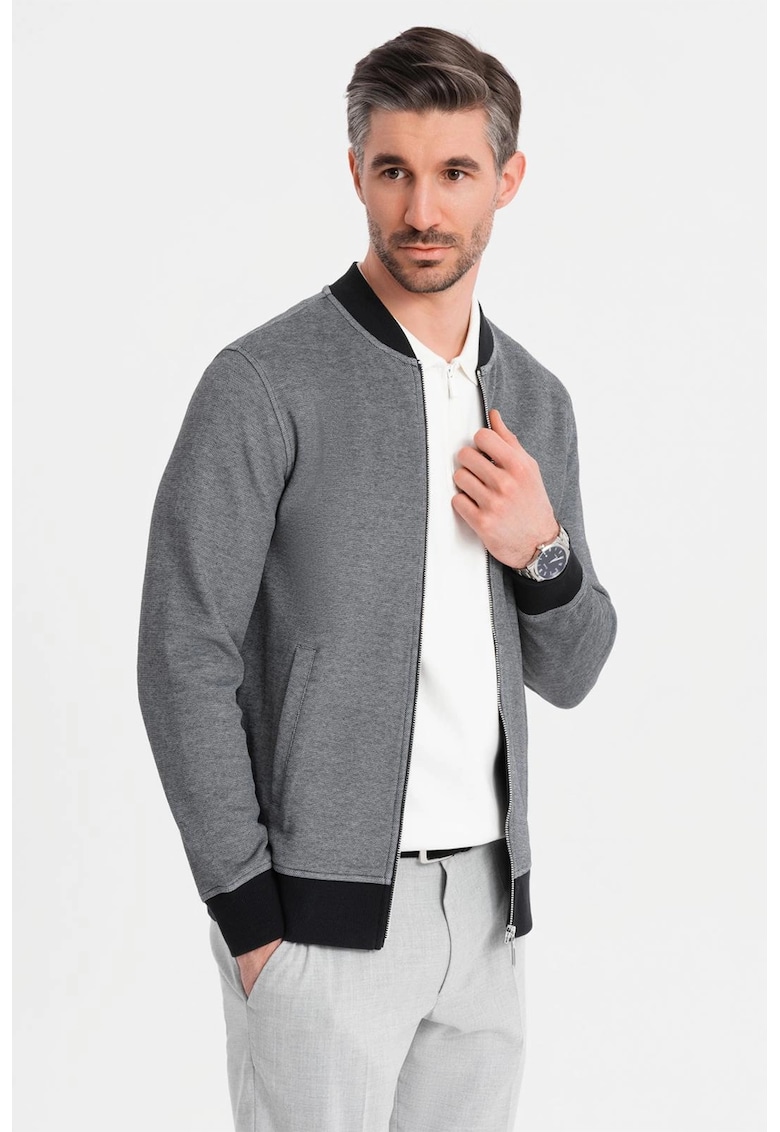 Bluza de trening cu fermoar - Alb/Negru