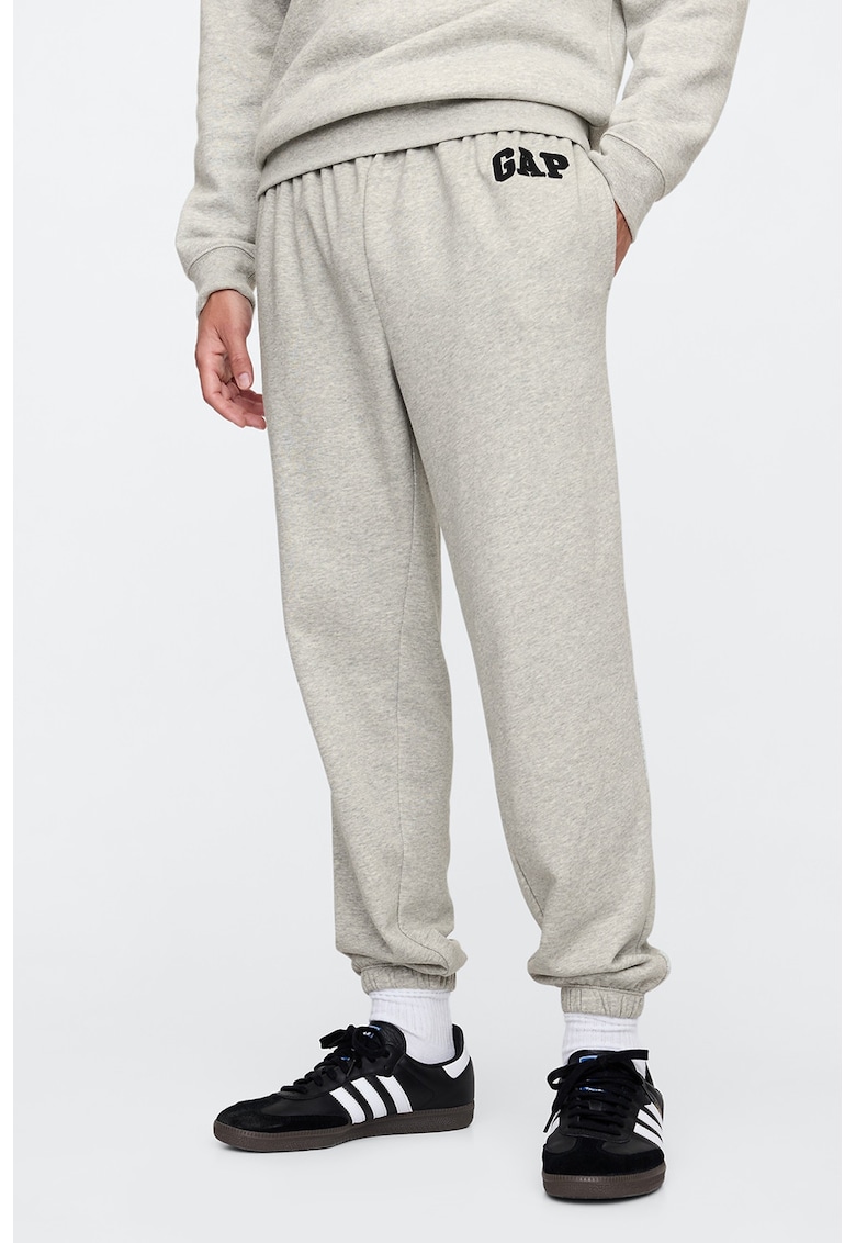 Pantaloni de trening conici cu talie elastica - Gri melange