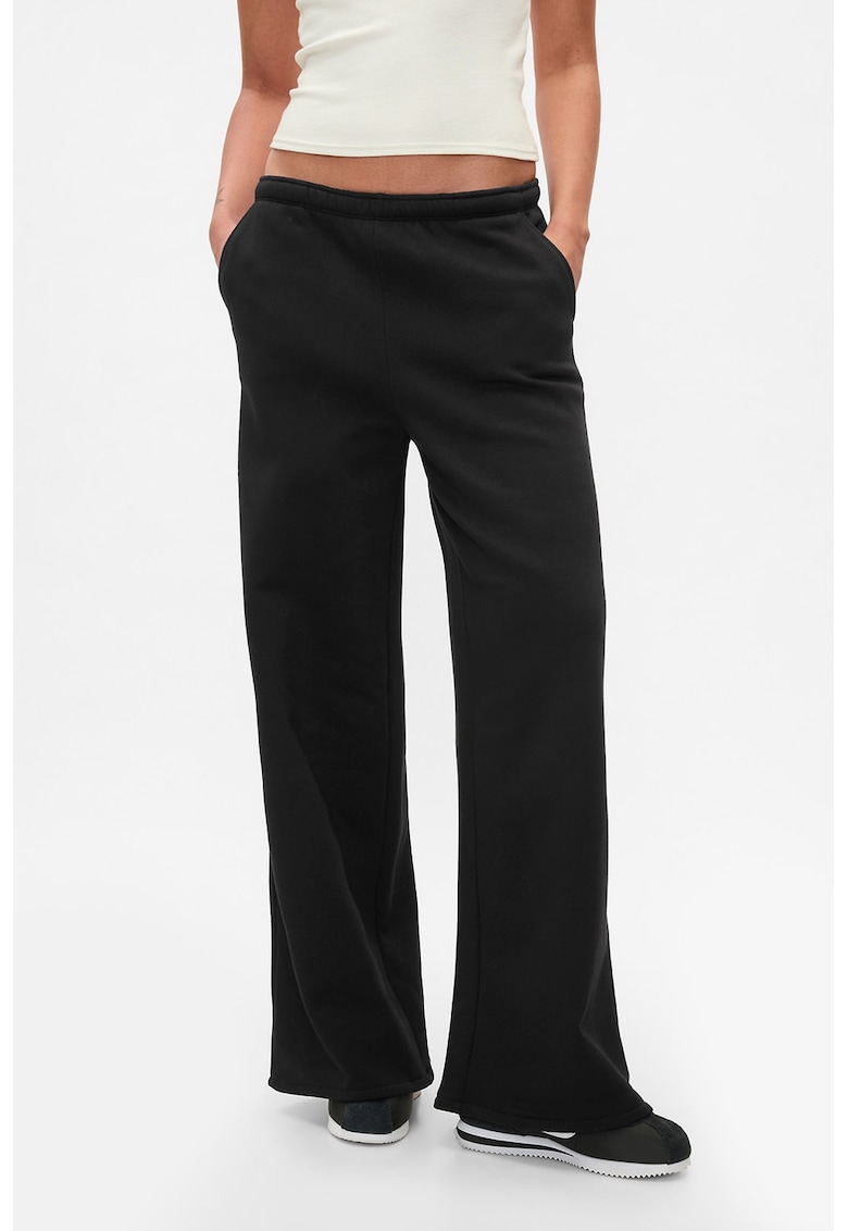 Pantaloni de trening cu croiala ampla si talie medie - Negru