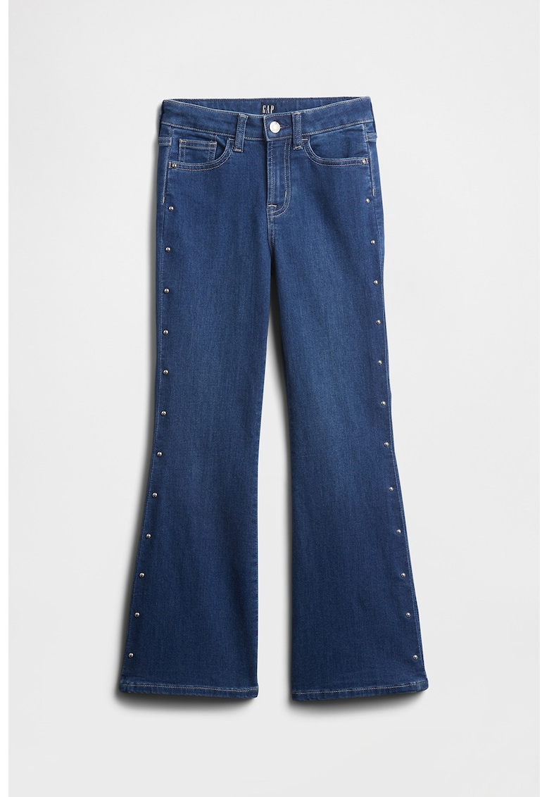 Blugi cu croiala bootcut si tinte - Albastru indigo