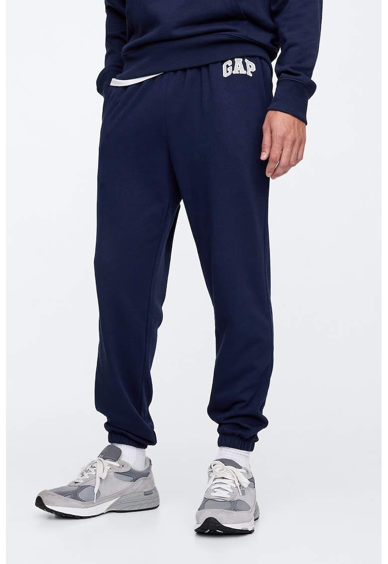 Pantaloni de trening conici cu talie elastica - Bleumarin