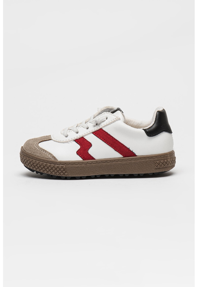 Pantofi sport din piele ecologica cu talpa plata - Alb/Bej