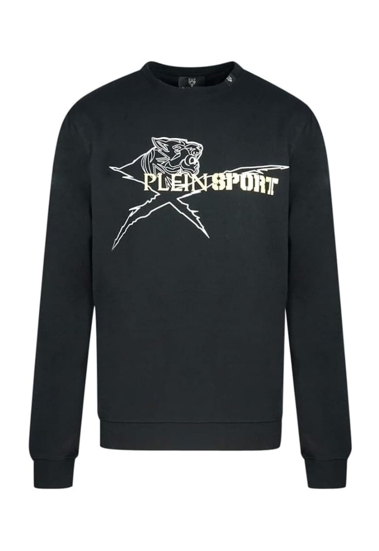 Bluza cu imprimeu frontal metalizat - Negru