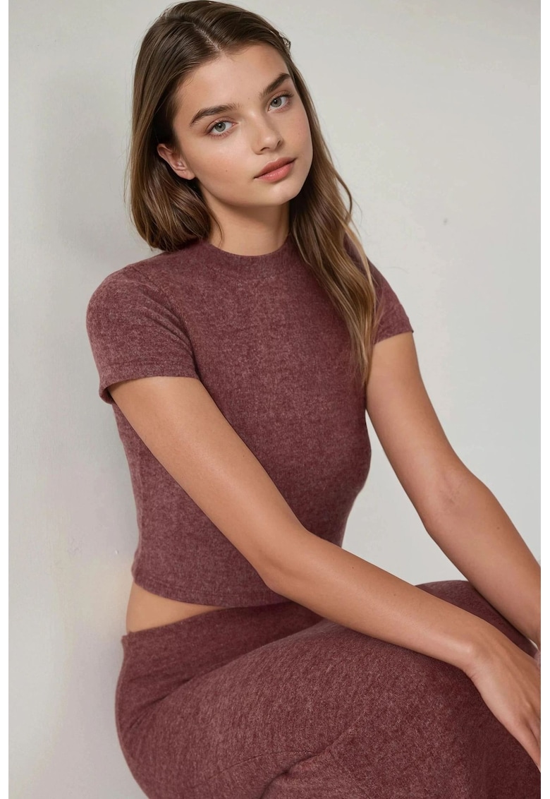 Bluza dama -  tricotata - slim fit - visinie - poliester