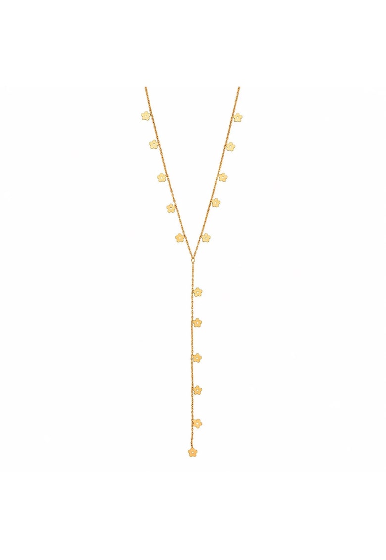 Colier auriu - din otel inoxidabil - suflat cu aur 18k - cu floricele - Dylan C1