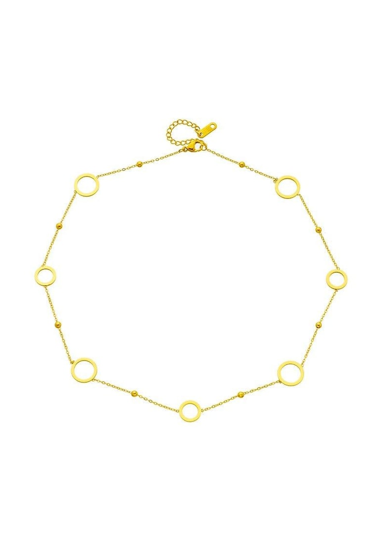 Colier auriu - din otel inoxidabil - suflat cu aur 18k - cu cerculete - Eden C1