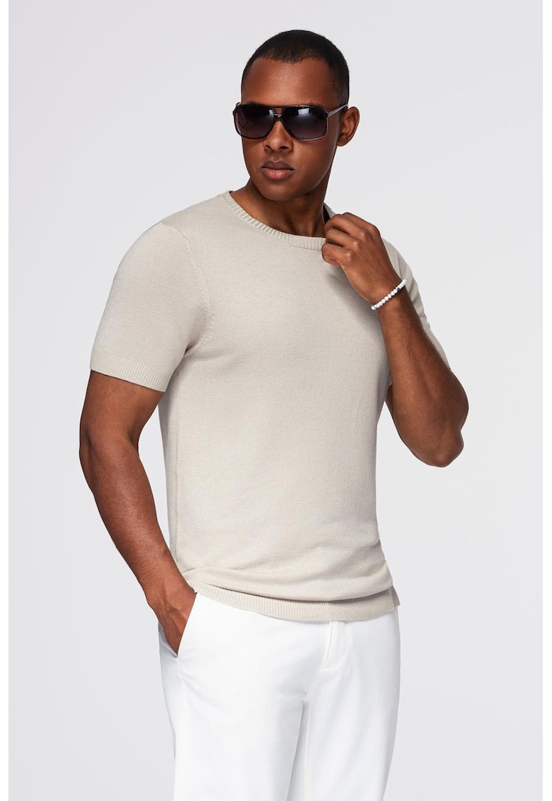 Tricou tricotat fin - Gri deschis
