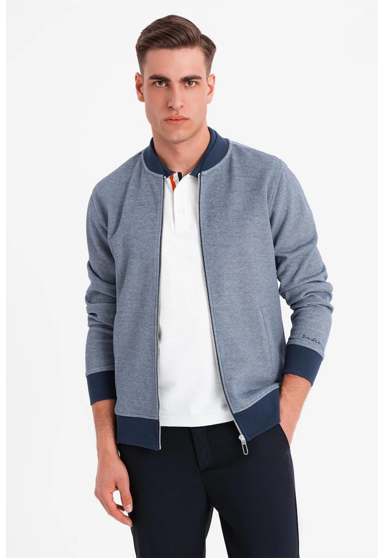 Bluza de trening cu fermoar - Albastru prafuit