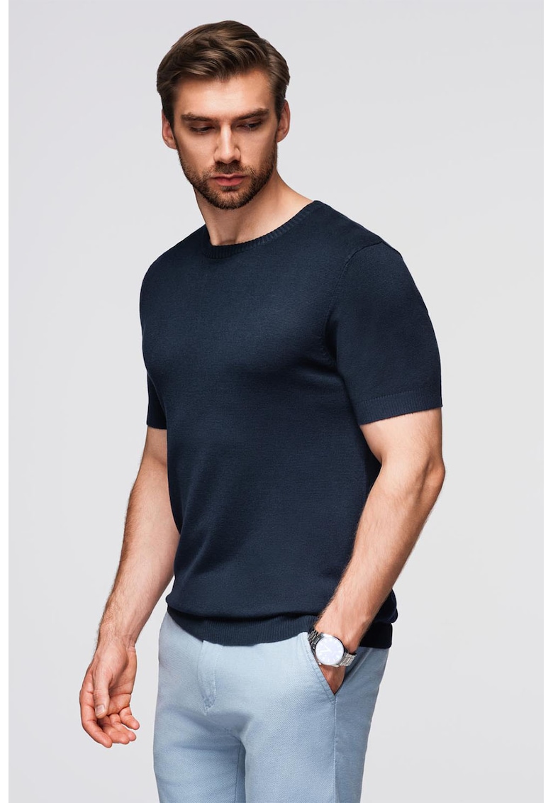Tricou tricotat fin - Bleumarin